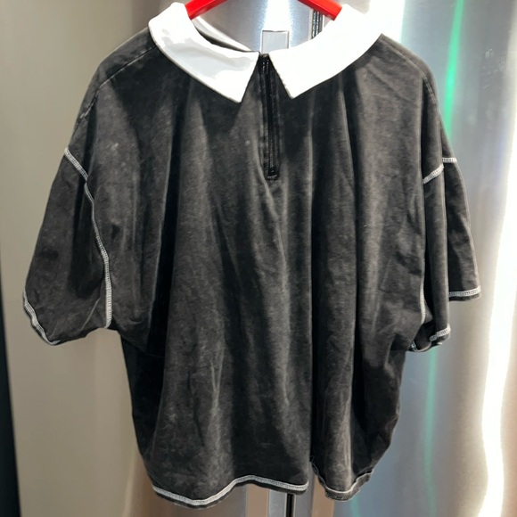 Social collision skull crossbones shirt BLACK shite collar GOTH EMO 3XL WOMENS - Picture 6 of 15